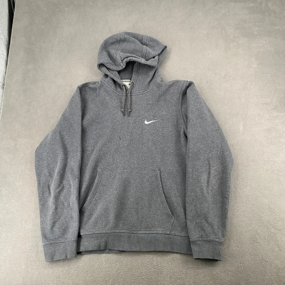 Nike Mens Swoosh Pullover Hoodie Charcoal Grey Fleece Sweatshirt Medium